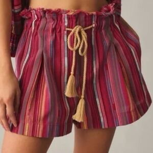 Anthropologie striped boho rope tassle tie shorts